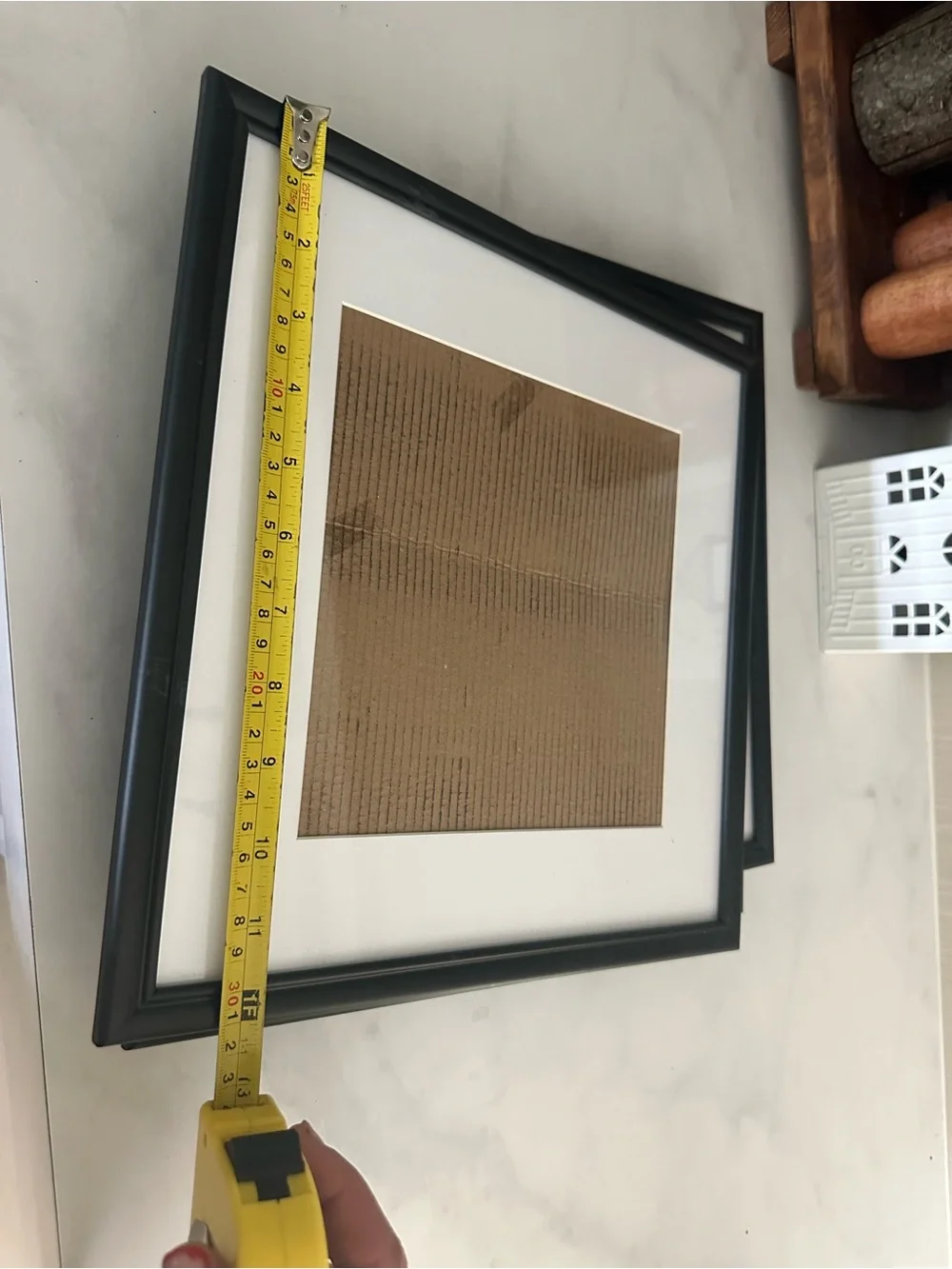 Set of 6 Black Square Picture Frames with White borders